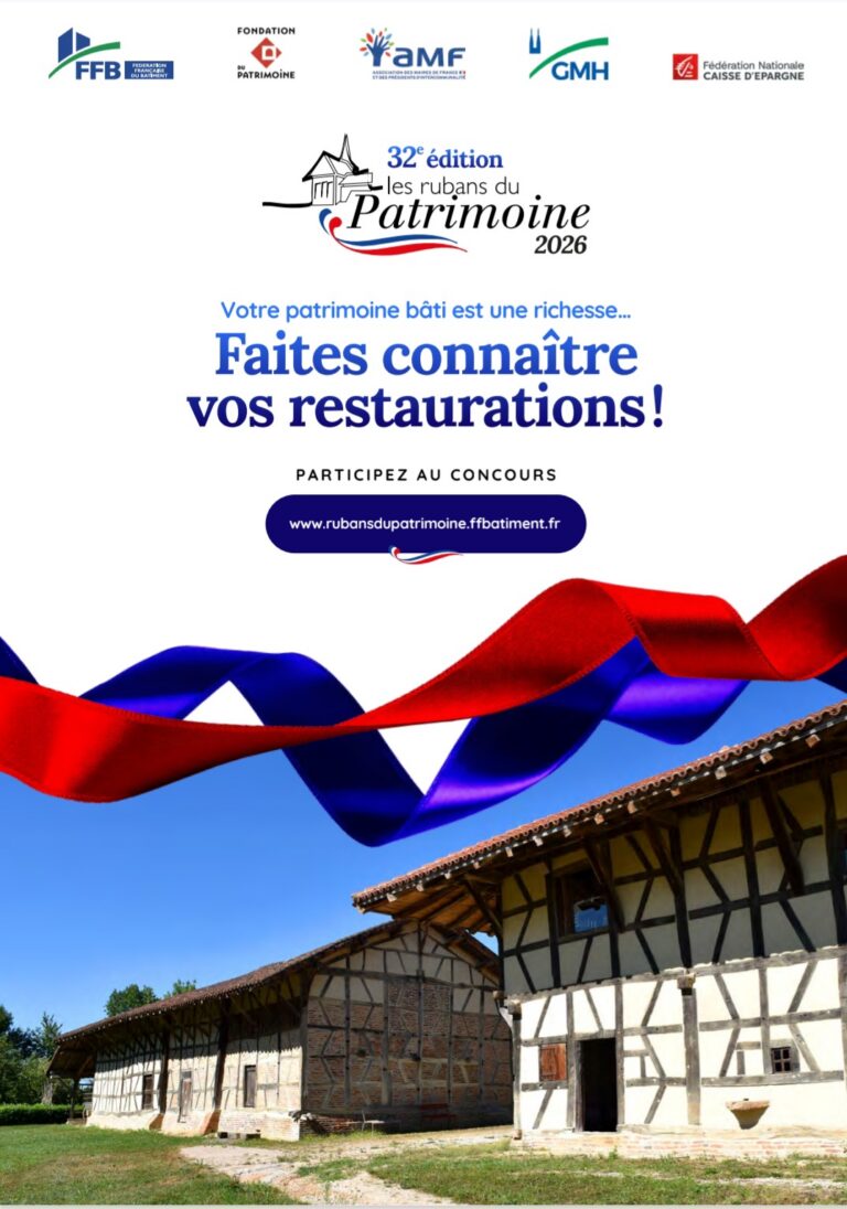 L&rsquo;ÉDITION 2026 DU CONCOURS DES RUBANS DU PATRIMOINE EST LANCÉE…